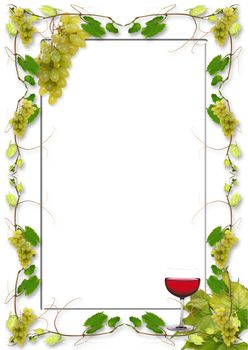 vine leaves and grapes for wine in a restaurant