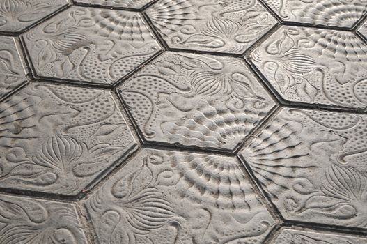 detailed photo of scenic tiles of Barcelona pavement