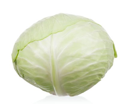 Fresh green cabbage vegetable on white background