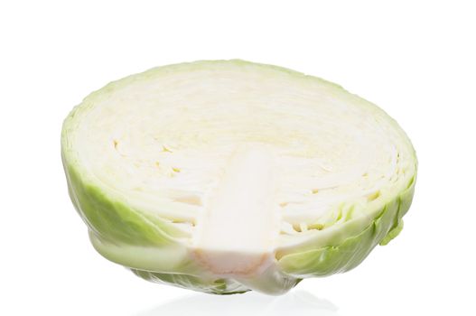 Fresh green cabbage vegetable on white background