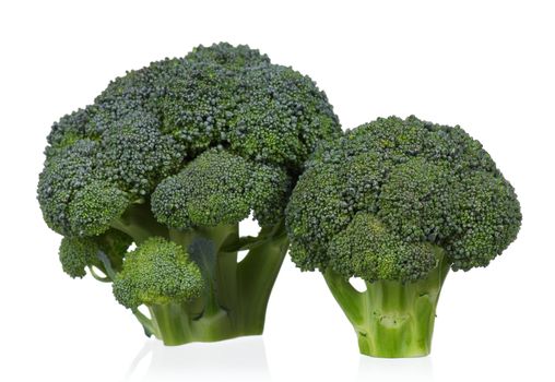 Fresh ripe broccoli piece on white background