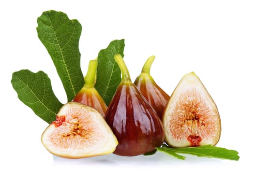 Fresh ripe figs isolated on a white background