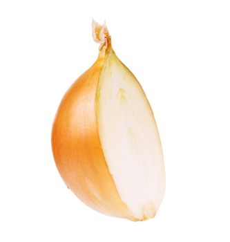 Fresh bulbs of onion not cleared on a white background