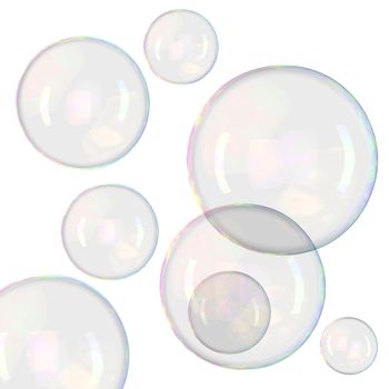 Soap bubbles isolated on white