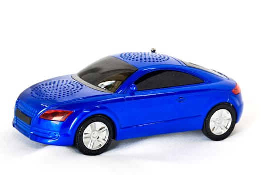 Blue sports car on a white background.