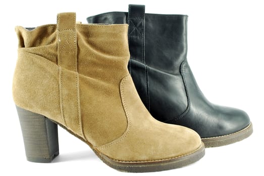 Woman leather brown and black boots