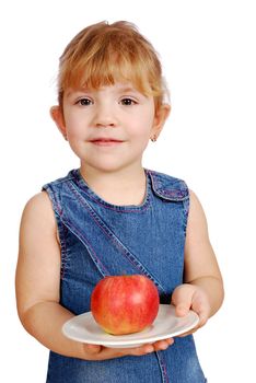 Little girl with apple studio shot