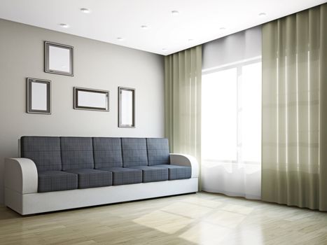 Big sofa in the livingroom near the window