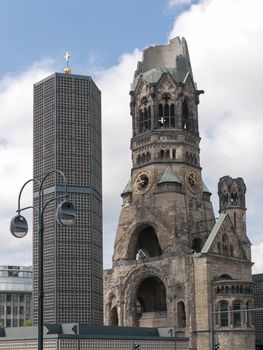 ruins of the Kaiser Wilhelm Memorial Church in Berlin, destroyed by World War II bombing and preserved as a memorial