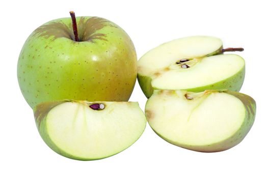 Sliced apple isolated on white, close image