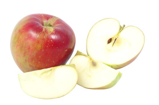 Red apple sliced and isolated on white