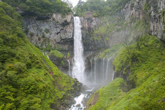 famous Japanese waterfall Kegon in Nikko by summer time