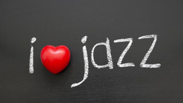 I love Jazz phrase handwritten on the school blackboard