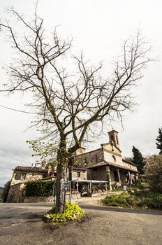 medieval church on the chianti hills in Tuscany, Italy