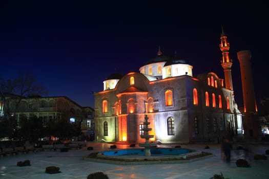 historical Yeni mosque in Malatya photographed at evening 