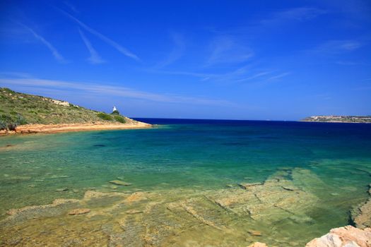 sea view from izmir with lighthouse under blue sky