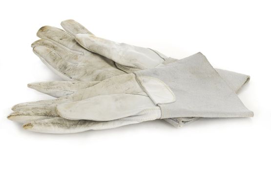 dirty work gloves isolated on white background
