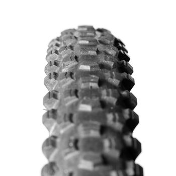 Knobby mountain bike tire close-up