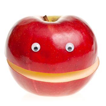 Funny fruit character Red Smiling Apple on white background