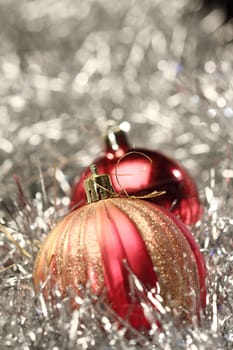 Close up of Christmas balls, shallow dof