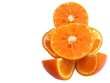 Image of sliced juicy orange isolated on white background