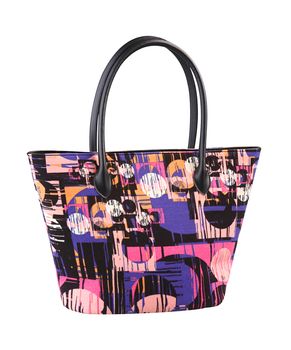 Colorful lady pattern handbag isolates 
