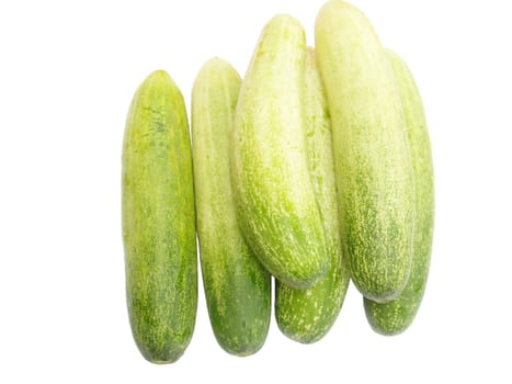 Fresh green cucumbers isolated on white background