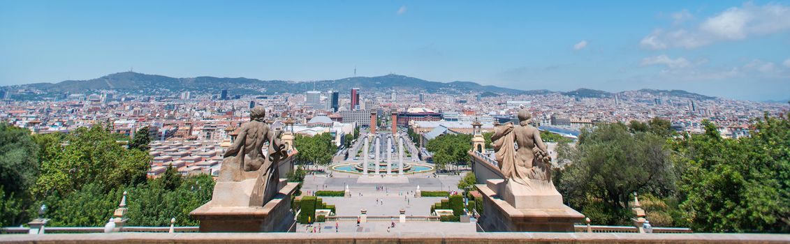 Panorama view of Barcelona, Espanya Square, Spain