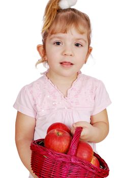 Little girl with apples studio shot