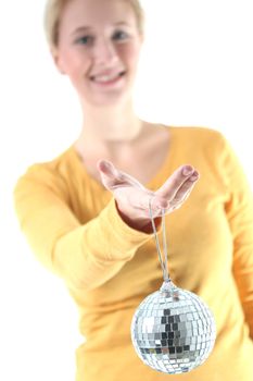 girl with mirror ball