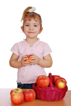 Little girl with apples studio shot