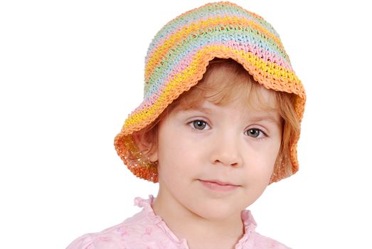 Little girl with colorful hat portrait