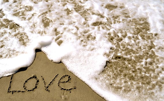 Love written in the sand with wave 4