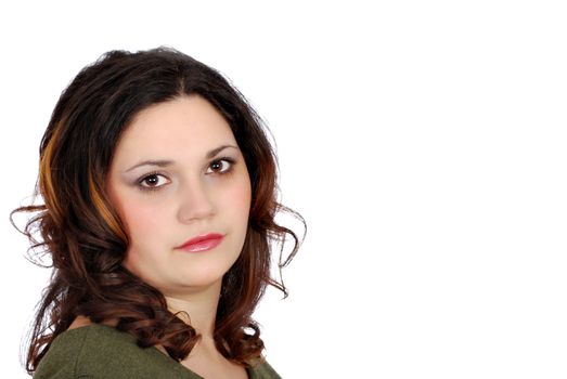 Brunette girl portrait studio shot