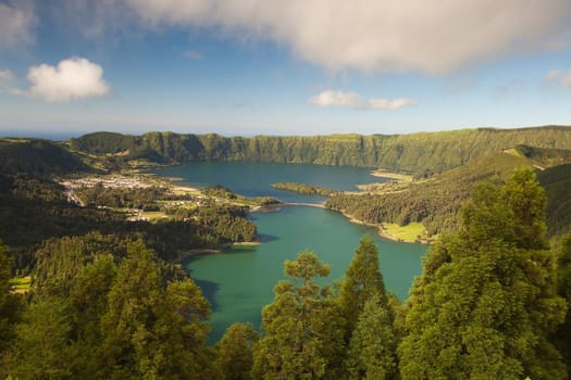 A typical lake on the island of Azores in Portugal