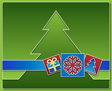 Christmas icons with tree in the background and place for your text