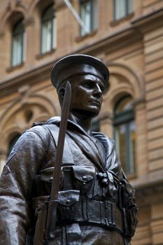 Australian war memorial and a statue of soldier