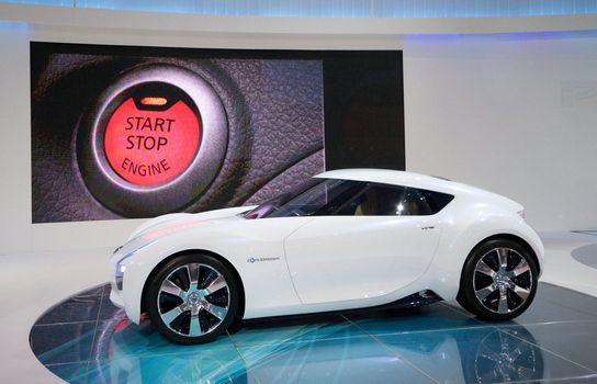 BANGKOK - DECEMBER 4: Nissan shows their Esflow zero emission electric sports car prototype at the annual Motor Expo at Impact Challenger on December 4, 2012 in Bangkok, Thailand.