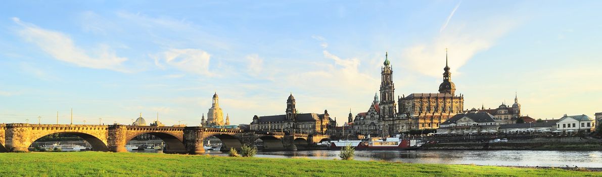 Skyline of Dresden at sunset. Germany