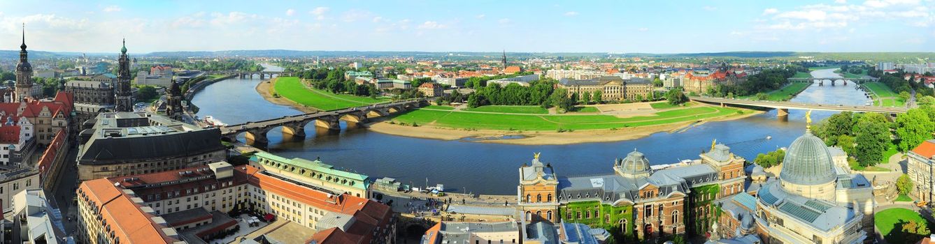 Aerial view on Dresden from Frauenkirche church. Germany