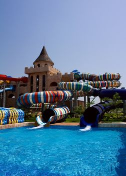 Water slide in theme park and Nessebar, Bulgaria