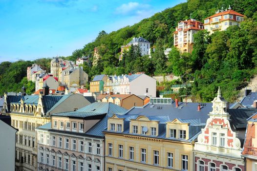 Buildings in the historical centre of  Karlovy Vary, Czech Republic