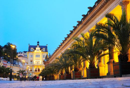 Karlovy Vary thermal mineral springs colonnade, Czech Republic. 