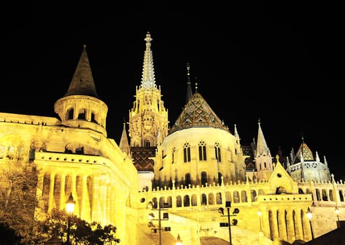  Fisherman's Bastion is a terrace in neo-Gothicstyle situated on the Buda bank of the Danube, on the Castle hill in Budapest, around Matthias Church. It was designed and built between 1895 and 1902 