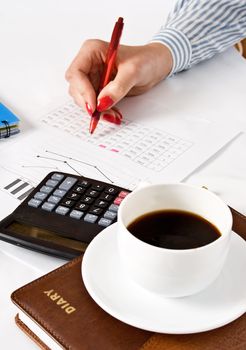 working day of business women in the midst of coffee during working hours