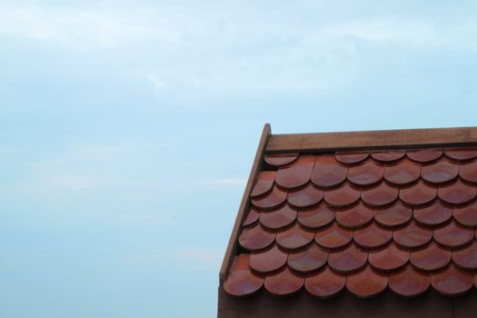tile roof and sky backgroud on cloudy day