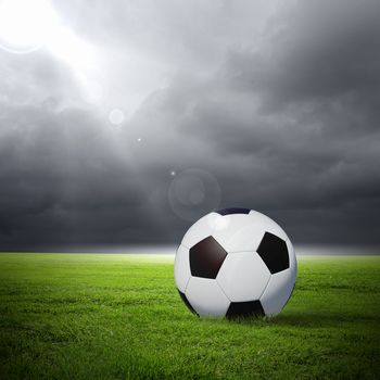 Black and white football or soccer ball, colour illustration