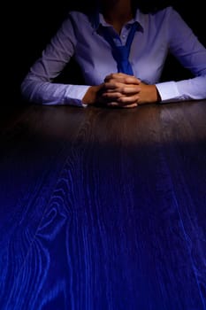 Business woman at office sitting at table and working