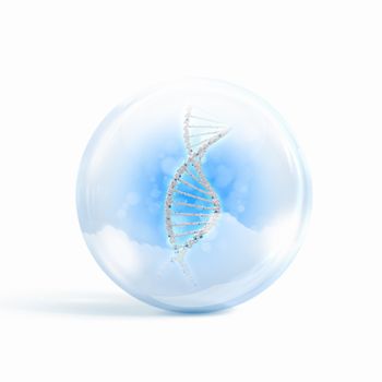 Image of DNA strand inside a glass sphere