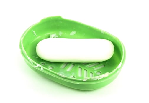 close up of a hygiene soap on white background